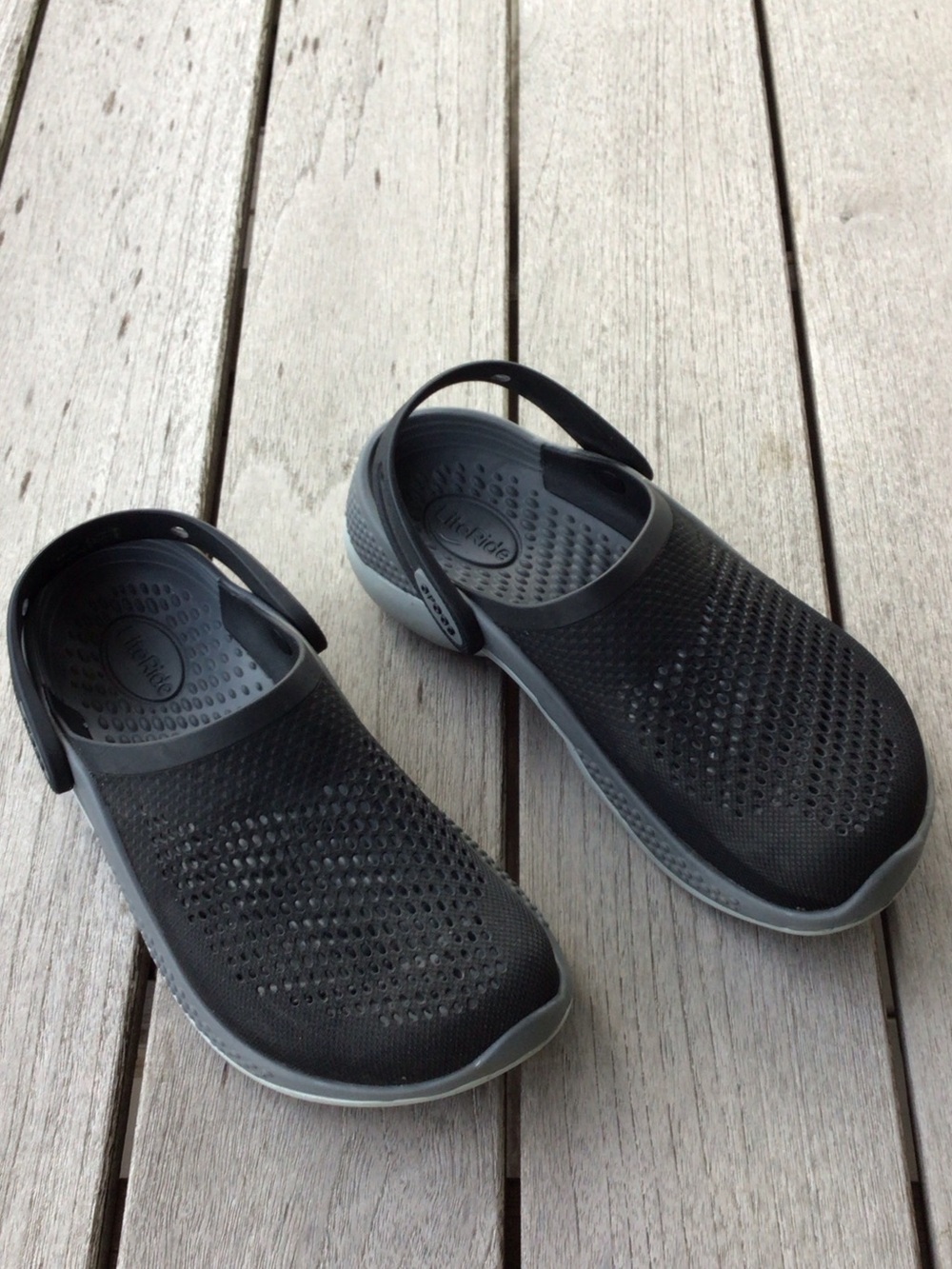 CROCS LiteRide Ventilated Clog Mules clogs in Black and Gray Sz 7